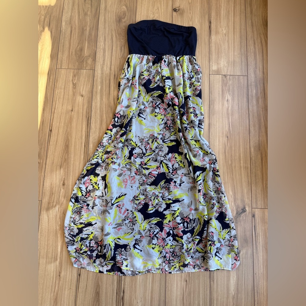 Xhilaration Dress Women's M Strapless Maxi Length Floral Multi Color Y2K 90’s